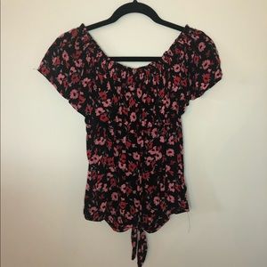 Off the shoulder tie front top